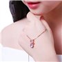 Collier dames pendentif rose avec strass pour les adolescentes femmes,colliers d'amitié en pierre naturelle or rose gravure chat