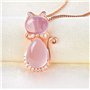 Collier dames pendentif rose avec strass pour les adolescentes femmes,colliers d'amitié en pierre naturelle or rose gravure chat