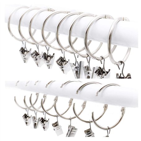 25 Pièces Anneaux de Rideaux avec Pinces