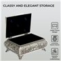 HS Boîte à Bijoux Ancienne Argent - Boite Vintage en Métal Style Floral pour Colliers & Bagues - Coffret de Rangement a Bijoux D