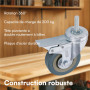 H&S Roulettes pour Meubles - 4x Roulette Charge Lourde Exterieur Max 200kg Meuble Placard Table - Roue Chariot avec Frein Pivota