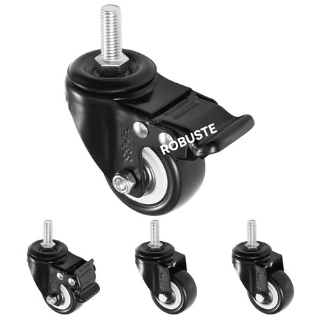 H&S Roulettes pour Meubles - 4x Roulette Charge Lourde Exterieur Max 200kg Meuble Placard Table - Roue Chariot avec Frein Pivota