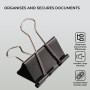 H&S Pince Papier Clip Bulldog Robuste - 10pcs - Grandes Pinces de Bureau Noires à Double Clip pour Documents - Pinces Clips Méta
