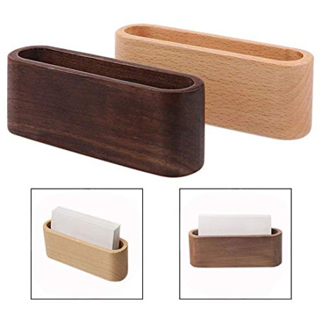 Xrten Lot de 2 Porte Carte de Visite Bureau Bois