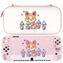 BelugaDesign Corgi Boba OLED Bundle | Carry Case Soft Cover Thumb Grips Kit | Cute Anime Bubble Tea Kawaii Dog Pink Pastel Trave