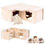 Vegena Hamster Maison d'angle – 3 chalets en bois pour hamster