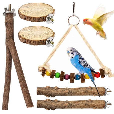 Perchoir Perroquet en Bois Naturel