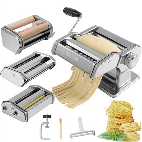 VEVOR Machine à Pâtes Manuelle Acier INOX Machine à Pâtes Fraîches Italiennes 9 Épaisseurs 0