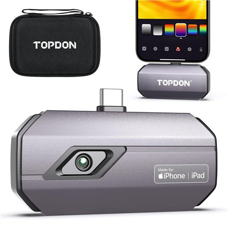 TOPDON TC002C Caméra d'imagerie thermique pour iPhone 15 et 16 Series (connecteur de type C) Résolution IR 512 x 384 px