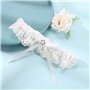 Carufin Bridal Wedding White Lace Porte-jarretelles avec nœud Strass Jambe Manches élastiques Jambe Bague Prom Dance Cosplay Par