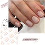 Cubahop 24pcs French Short Square Press Nails Nude White gloss faux ongles Acrylique Art ensemble complet de faux ongles sticky 