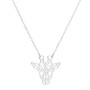 Chandler Collier ras du cou en acier inoxydable argenté avec pendentif géométrique creux en forme de girafe pour femme et fille