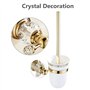 WOMAO Support de Brosse de Toilette, doré, Montage Mural, en Silicone, avec Brosse de Toilette en Cristal, Brosse WC en céramiqu