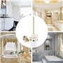 WOMAO Support de Brosse de Toilette, doré, Montage Mural, en Silicone, avec Brosse de Toilette en Cristal, Brosse WC en céramiqu