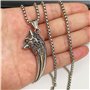 Collier Viking Pendentif Tête de Loup Celtique, Odin Dent de Loup Bijoux en Acier Inoxydable Cadeau Amulette Punk Vintage Nordiq