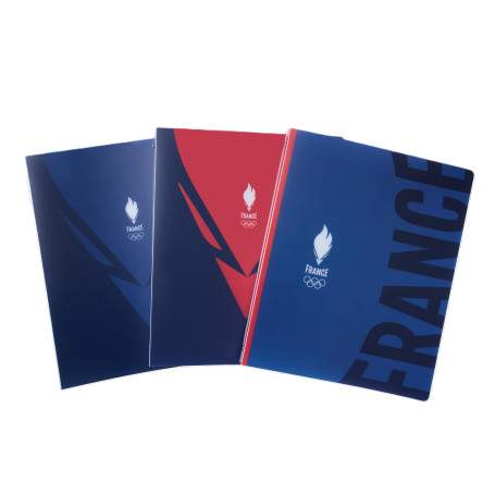 Olympiques Equipe de France Lot de 3 Classeur A4 Dos 40mm 4 Anneaux Ronds Couverture Polypro Opaque