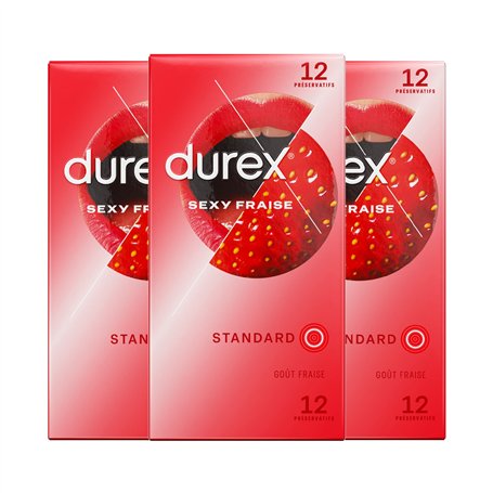 Durex SEXY FRAISE - 12 Préservatifs Parfumés (36 Préservatifs)