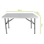 Oxeo Table Pliante Camping 120 x 60cm - 2 Hauteurs - Table Pique-Nique Enfants - Table de Jardin - Blanche - 4 Personnes