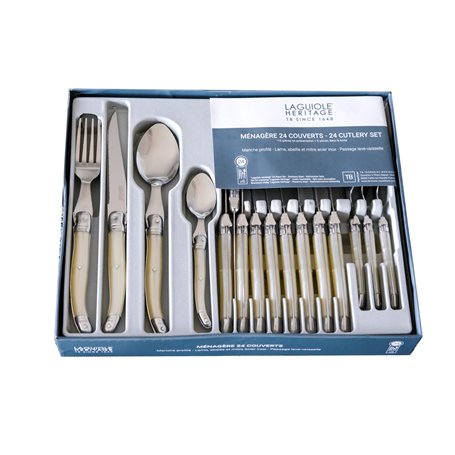 Laguiole Production - Ménagère 24 pièces - Set de couverts de table acier inox et ABS pour 6 personnes - Présentation coffret ca