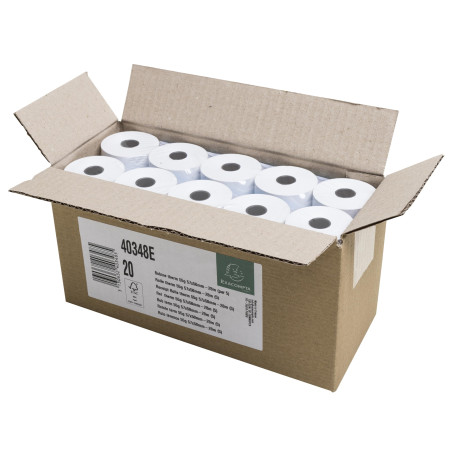 Exacompta - Réf. 40348E - Carton de 20 bobines pour tickets de carte bancaire 57x50mm - 28m - 1 pli thermique 55g/m2 - Blanc