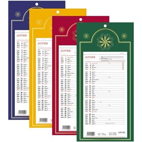 LECAS - 1 Plaque Calendrier Mensuel Long Classique - Janvier 2025 à Décembre 2025 - Dimension 16 x 33
