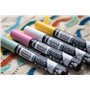 Pébéo - Set de 6 marqueurs spécial tissu et textiles foncés et opaques, Feutres pour tissus et textiles foncés et opaques, assor