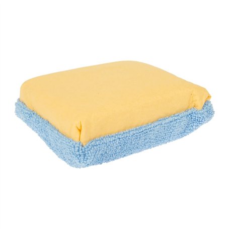 TURBOCAR - Eponge Voiture - Eponge Microfibre et Chamois synthétique - Dimensions: 4 x 8 x 12 cm - 1 Face Microfibre & 1 Face Ch
