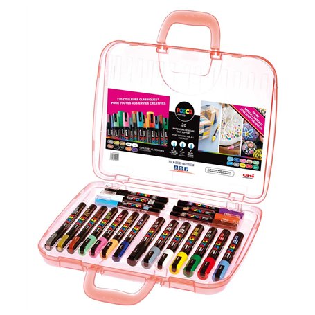Uni-Ball 186817 - POSCA Marker valise de peinture classique avec 20 feutres acryliques