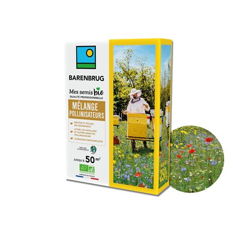 BARENBRUG - Mélange Pollinisateurs BIO - Nectar et Pollen en Abondance - Attire Papillons et Insectes Pollinisateurs - Floraison