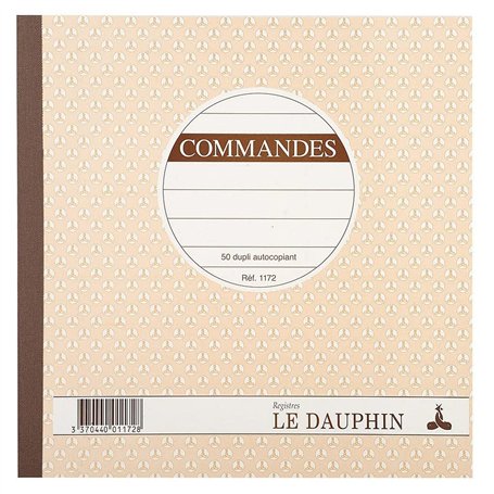 Le Dauphin - Réf. 1172D - Lot de 5 manifolds COMMANDES - papier autocopiant - duplicata (1 original et 1 copie) - 50 feuilles -