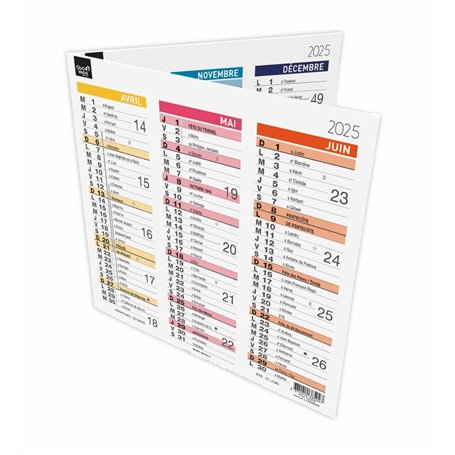 Quo Vadis - 1 Calendrier de bureau Origami Arc En Ciel Cartonné - Janvier 2025 à Décembre 2025 - Format 18 x 18 cm