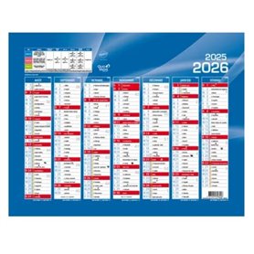 Quo Vadis - 1 Calendrier de banque bleu - Août 2025 à Septembre 2026 - Dimension : 21 x 27 cm