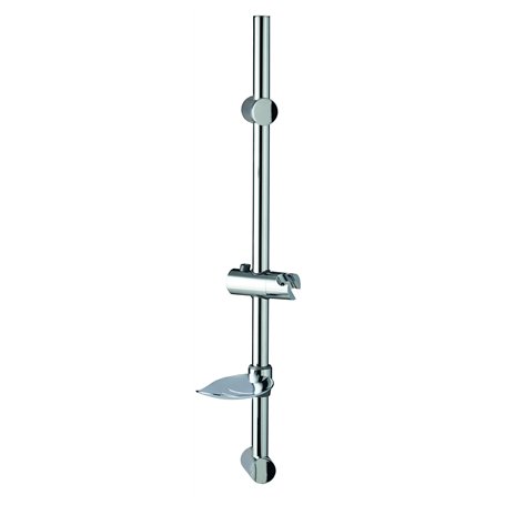 Wirquin 60723474 Barre de douche Ø25 en inox avec curseur en ABS chromé ajustable et porte-savon