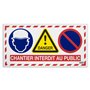 Vinmer 384003 Panneau de signalisation Chantier interdit au public 4 panneaux-en-1 800 x 400 mm