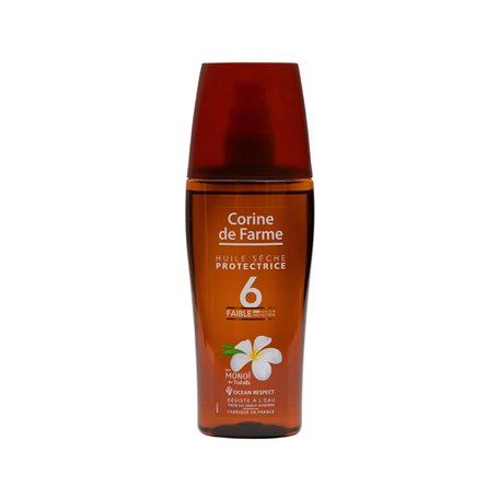 Corine de Farme - Huile Sèche Protectrice SPF6 - Protection Solaire UVA UVB - Bronzage Lumineux - Formule avec Monoï de Tahiti -