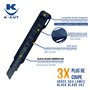 KELI - Cutter Katana crantée 18mm avec Réservoir + Dragonne + 2 LAMES BLACK BLADE SK2 (Durée de vie 3 fois supérieure)