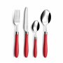 PRADEL ESSENTIEL - Ménagère 16 couverts de table pour 4 personnes - Réglisse - Acier inoxydable 18/0, Finition Standard - Rouge