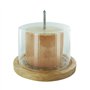 Totally Addict KD3160 Racloir manivelle à fromage et sa cloche Bois acier inoxydable et plastique Beige gris et transparent D18,