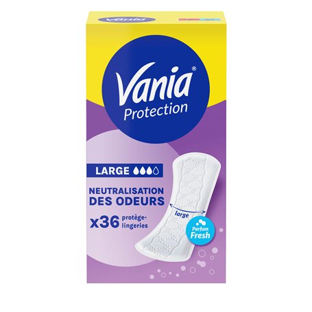 Vania - Protège-slips Protection Large Parfum Fresh (boîte de 36 pièces) – Protège-lingeries avec neutralisation des odeurs – Pr