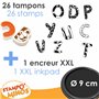 Aladine - 26 Tampons Lettres Alphabet avec Encreur - Tampons Enfant dès 4 ans - Stampominos - Encre Lavable – Pour Écrire Mots P