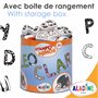 Aladine - 26 Tampons Lettres Alphabet avec Encreur - Tampons Enfant dès 4 ans - Stampominos - Encre Lavable – Pour Écrire Mots P