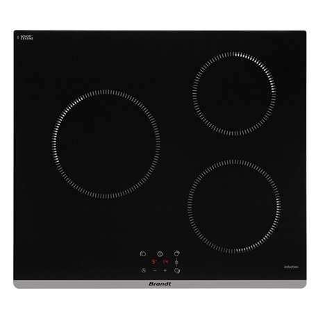 Brandt - BPI6360B - Plaque Induction - Table de Cuisson Encastrable - Noir - 3 Foyers - 5900W - Dimensions Encastrement : 56x49c