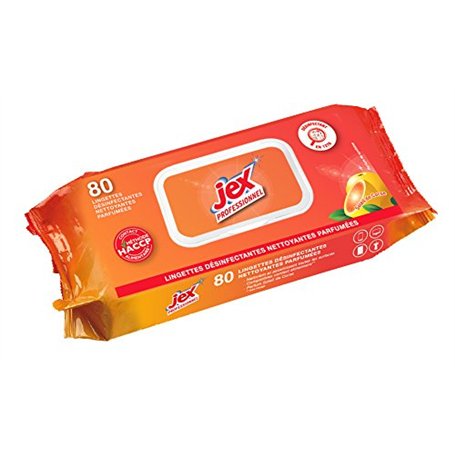JEX Lingettes Désinfectantes Cuisine Soleil de Corse Pamplemousse Toutes Surfaces Lavables Spécial Contact Alimentaire - 80 unit