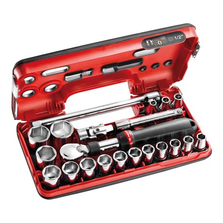 FACOM Coffret Cliquet Extensible 1/2 " Detection Box Métriques 6 Pans - 21 Pièces - SXL.DBOX1PB