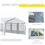 Outsunny Chapiteau Barnum Tente Barnum tonnelle de réception chapiteau de Jardin 8 x 4 x 2,8 m polyéthylène 8 fenêtres et Acier 