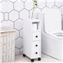 HOMCOM Meuble Bas Colonne Rangement Salle de Bain à roulettes Blanc dim. 18L x 30l x 68,5H cm