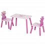 HOMCOM Ensemble Table et chaises Enfant Design Princesse Motif Couronne Bois pin MDF Rose