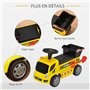 HOMCOM Porteur Enfant Camion 18-36 Mois Benne basculante Pelle Effets sonores Lumineux Noir Jaune