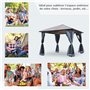 Outsunny Tonnelle pavillon de Jardin avec Toit Rigide Polycarbonate imperméable 4 parois latérales Anti-UV moustiquaires 4 x 3 m