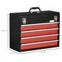 DURHAND Boite à outils métallique coffret à outils caisse à outils 4 tiroirs + plateau tôle acier noir - 51 x 22 x 39,5 cm